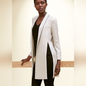MM LaFluer Open Front Cardigan Blazer White And Black